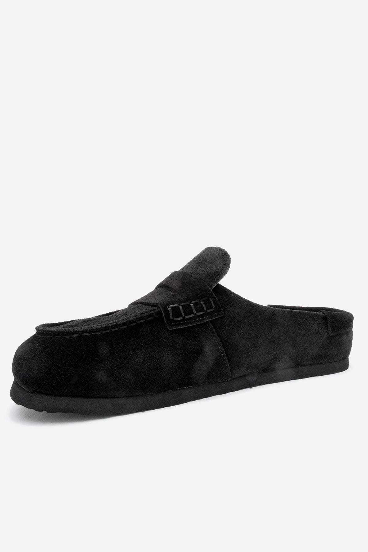 Forever & Always Shoes Priva Leather Slip-On Slipper, Alternate, color, Black Suede