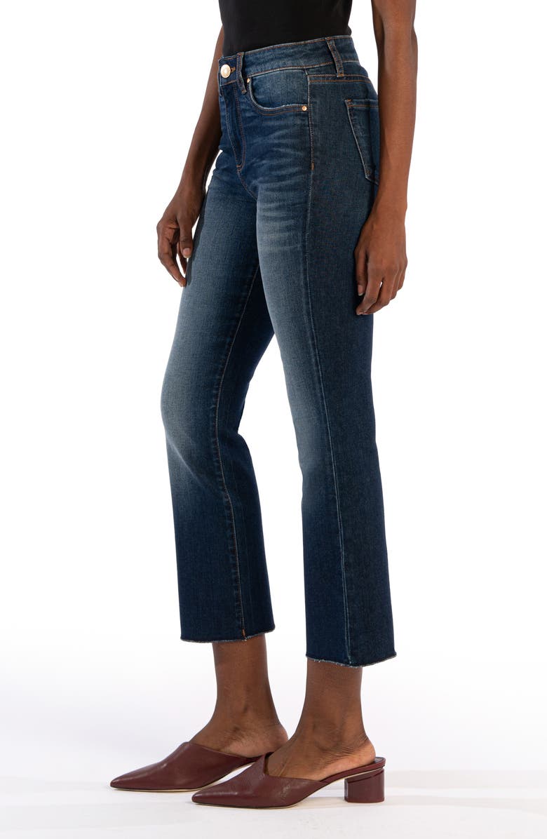 KUT from the Kloth Kelsey High Waist Raw Hem Crop Kick Flare Jeans, Alternate, color, Forged