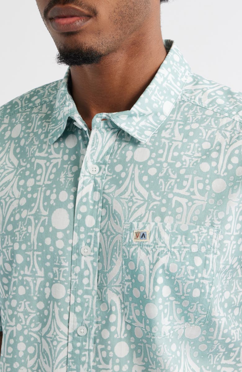 RVCA Jacobs Archive Print Short Sleeve Cotton Blend Button-Up Shirt, Alternate, color, 