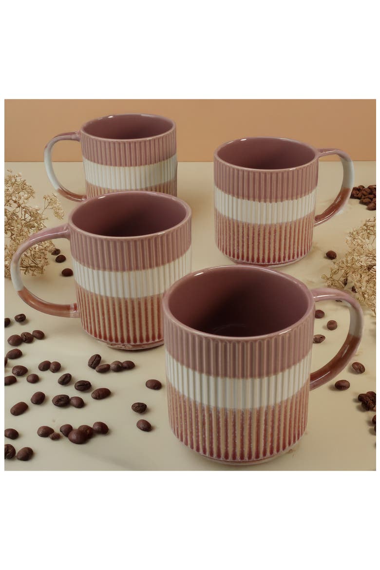 Set of 4 Tricolor Mugs, Alternate, color, MAUVE
