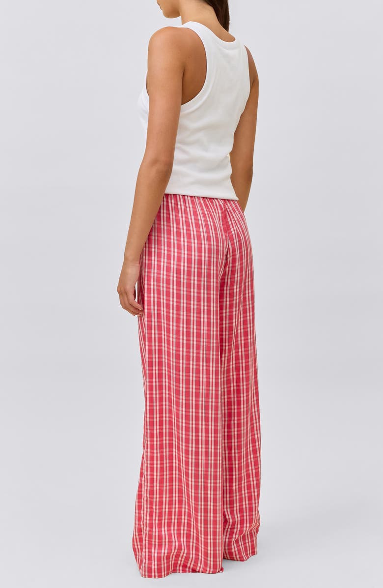 Papinelle Holiday Plaid Cotton Sateen Pajama Pants, Alternate, color, Berry Red