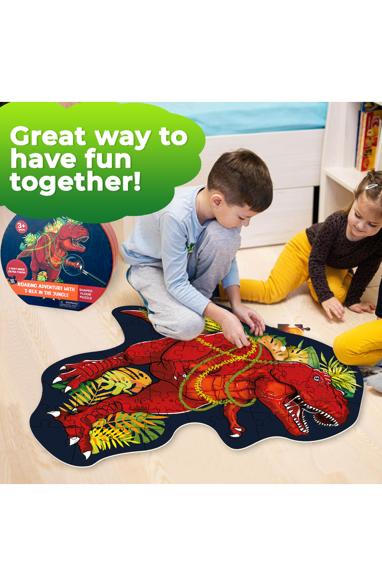 Quokka 2x3 Feet Giant Shaped Glitter Floor Puzzles for Kids Ages 3-5, Alternate, color, T-Rex
