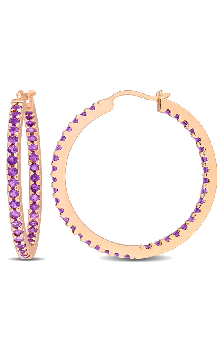 Julianna B. Amethyst Hoop Earrings 14k Rose Gold, Main, color,