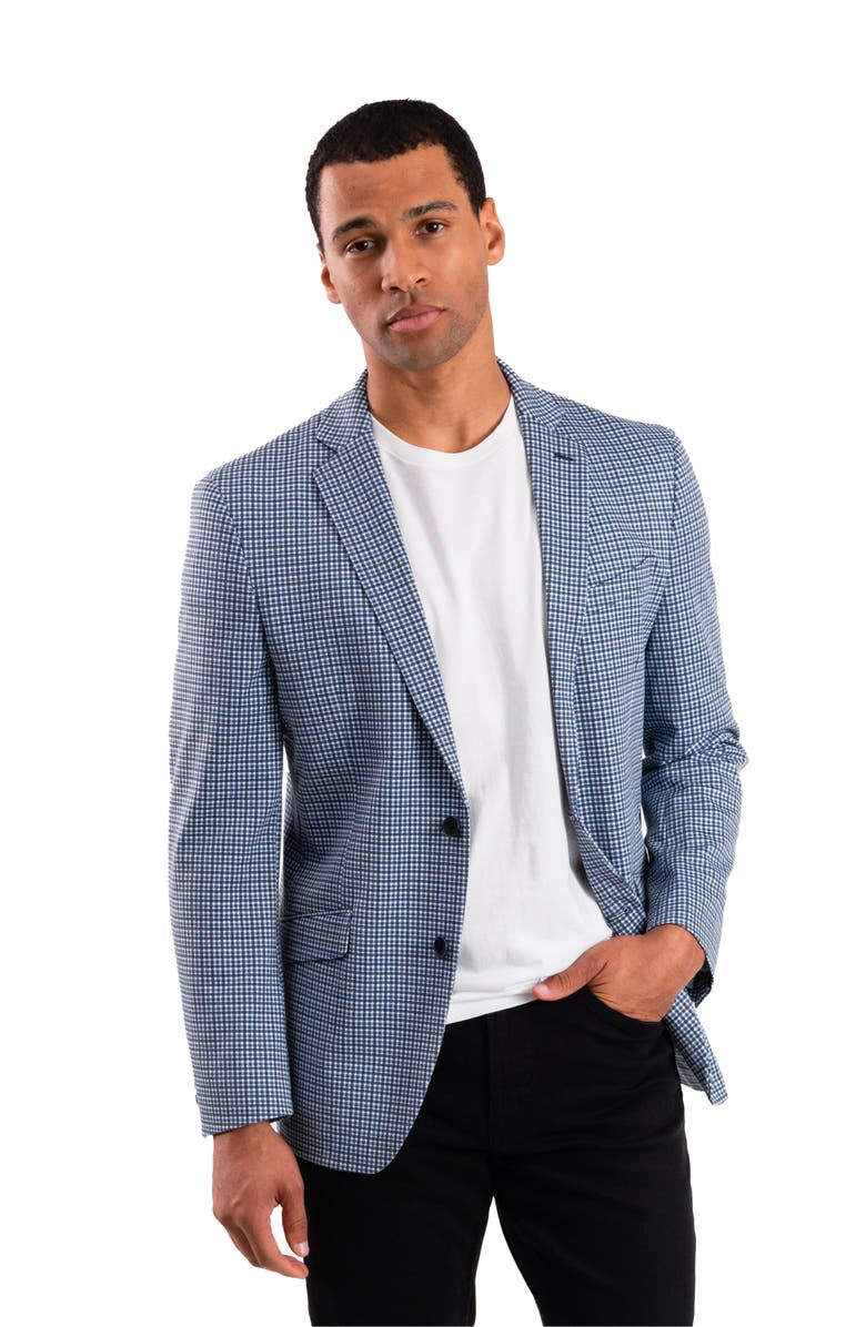 SAVILE ROW CO Navy Check Knit Sport Coat, Alternate, color, Navy