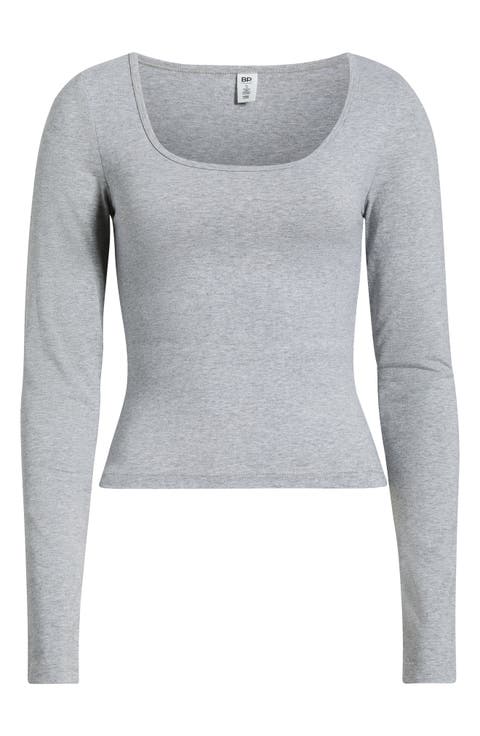 Deep Scoop Neck Long Sleeve Tee
