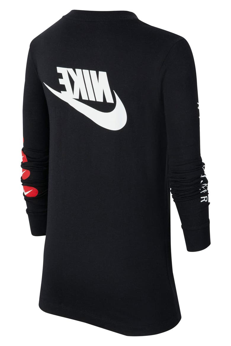 Kids' Sportswear Long Sleeve Logo Graphic Tee, Alternate, color, BLACK