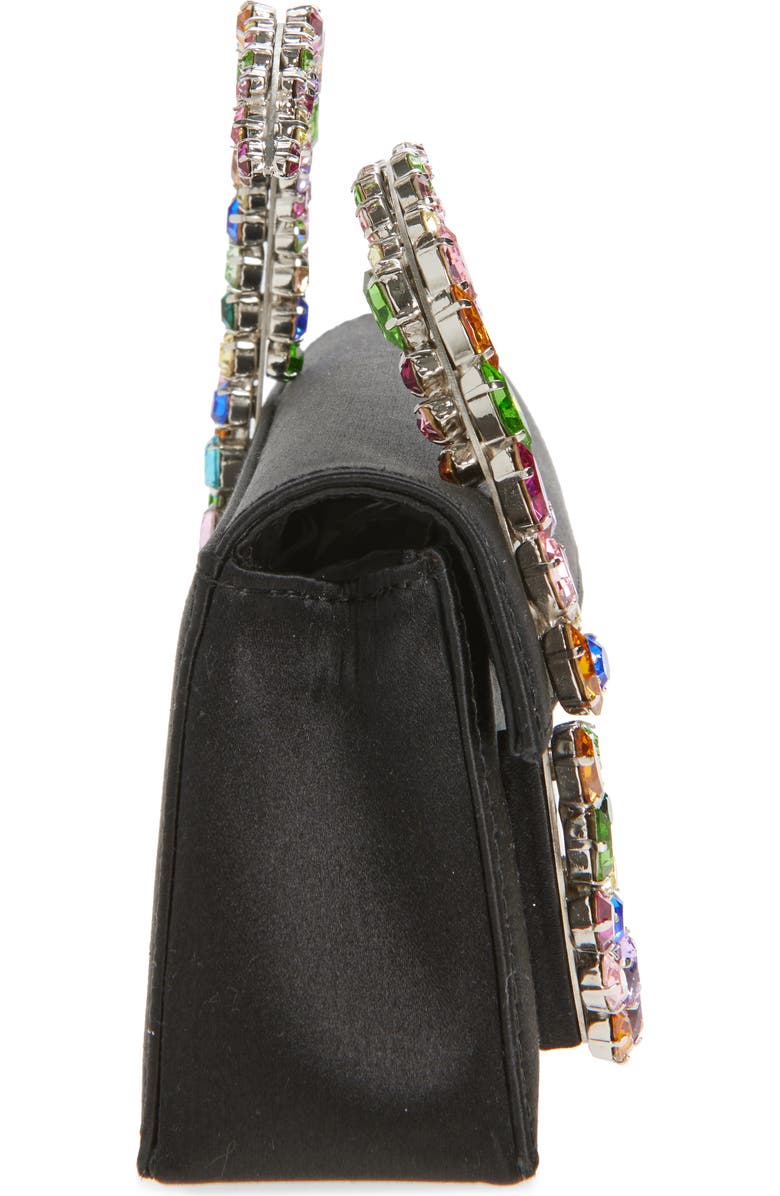 L’alingi Karma Crystal Handle Satin Clutch, Alternate, color, Black/Rainbow