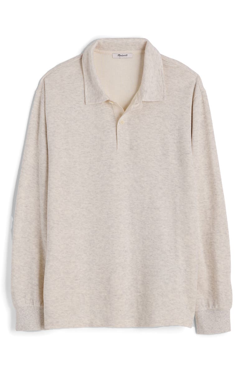 Madewell French Rib Long Sleeve Polo, Alternate, color, Heather Vintage Ivory
