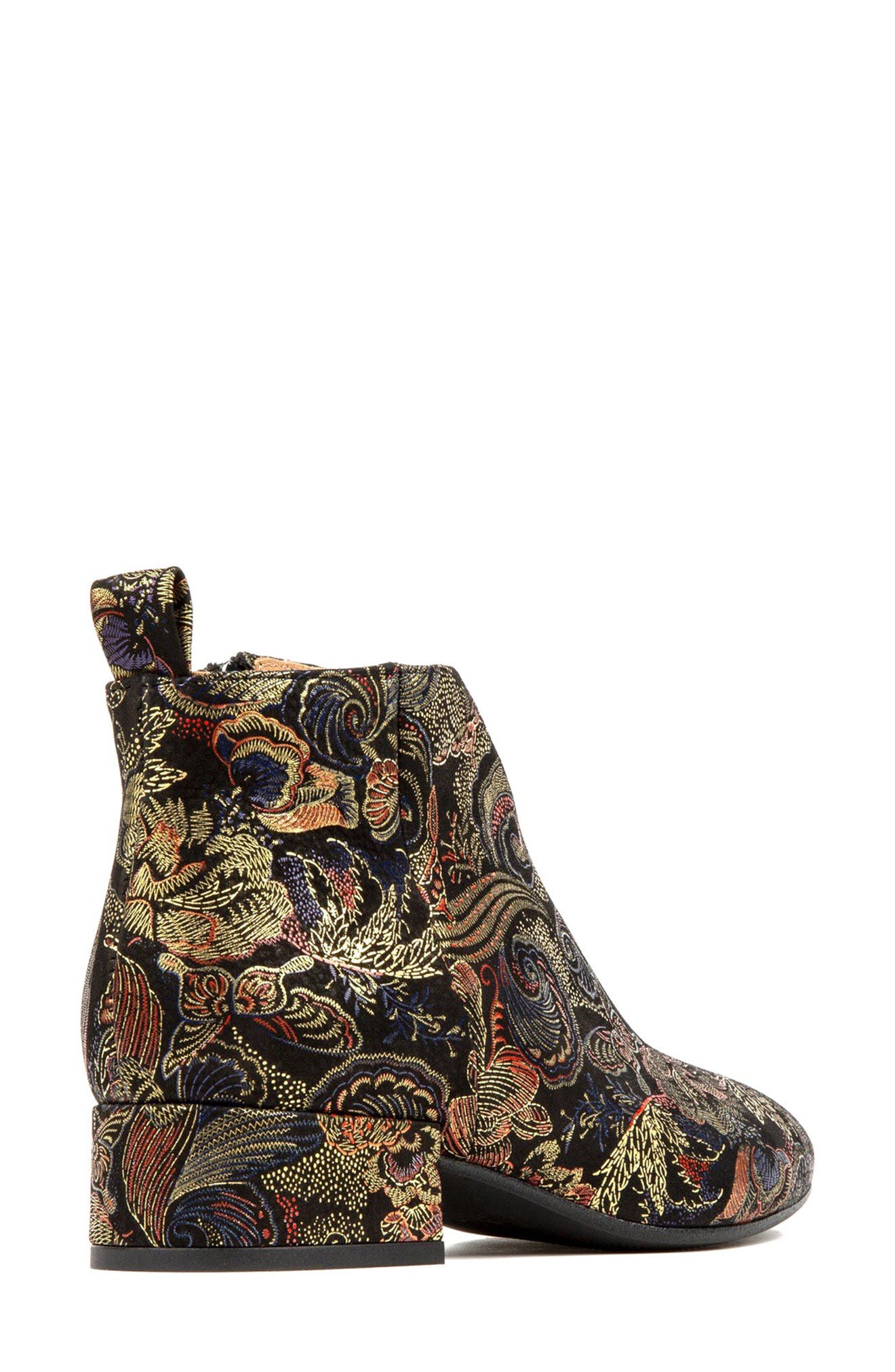 Iris Floral Embroidery Bootie, Alternate, color, BLACK