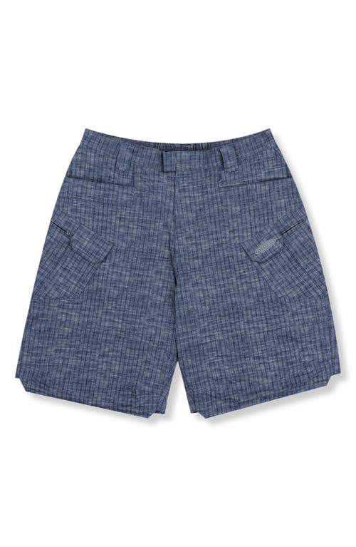 Pleasures Oval Tactical Cargo Shorts In Blue