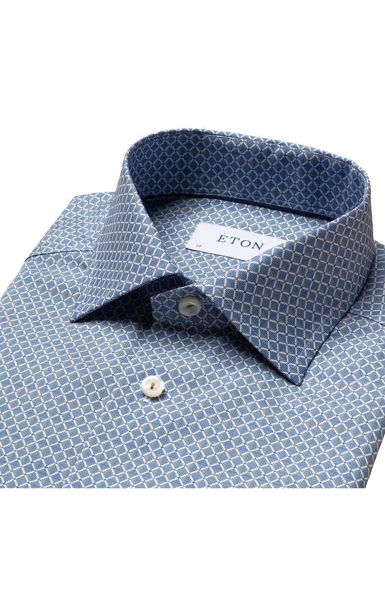 Eton Slim Fit Blue Geo Print Dress Shirt, Alternate, color, 