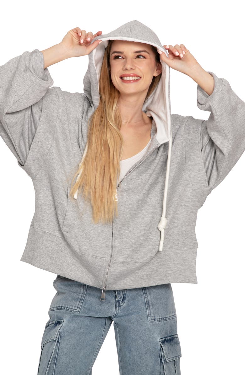 Belle & Bloom No Ordinary Love Zip Hoodie, Alternate, color, Grey Marle