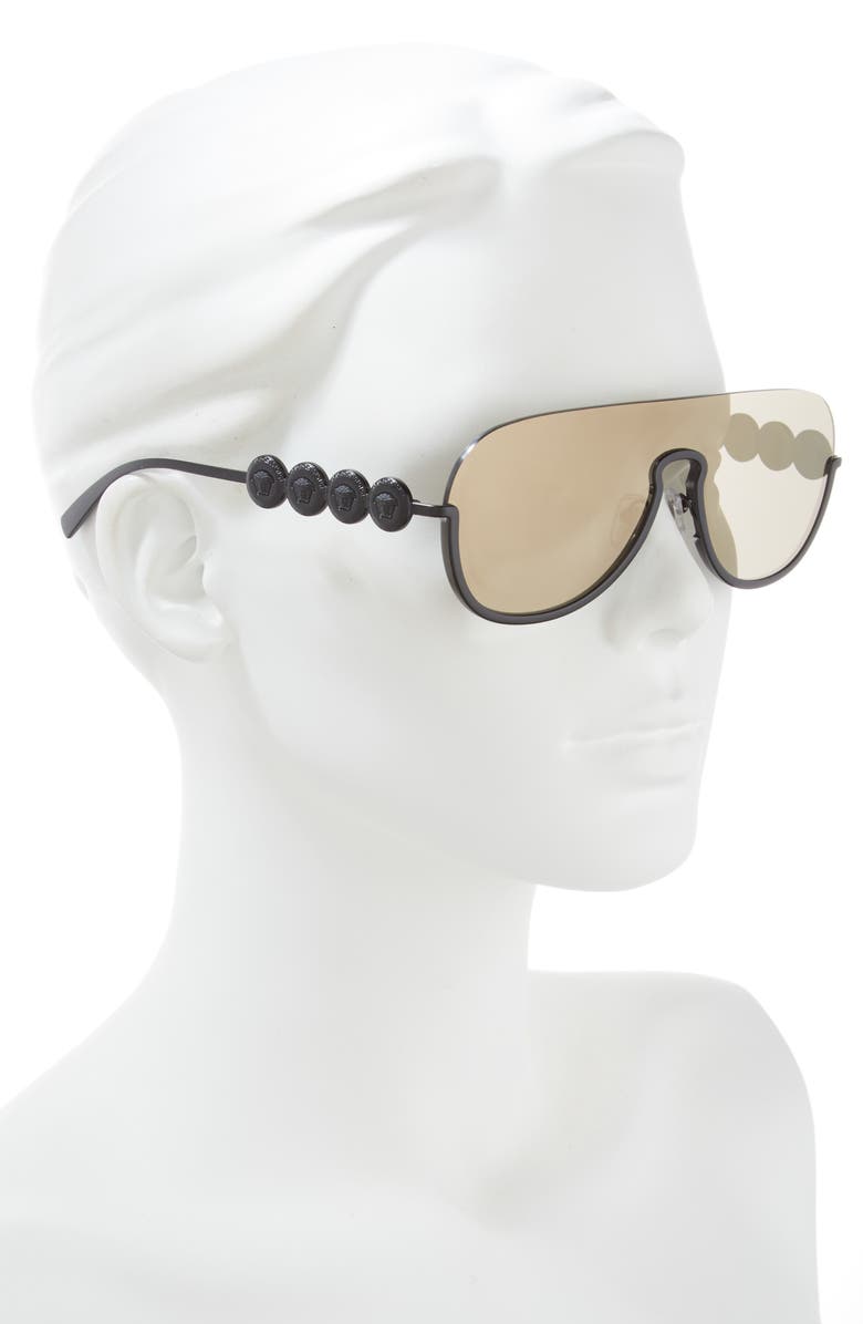 Versace 138mm Pilot Shield Sunglasses, Alternate, color,