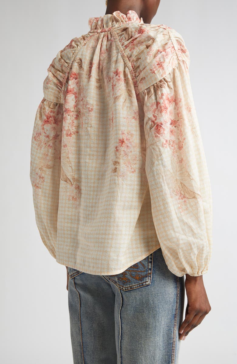 Zimmermann Tropical Floral Billow Ramie Shirt, Alternate, color, 
