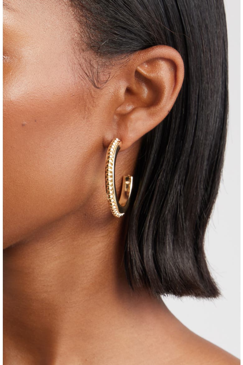 Orb Inset Hoop Earrings, Alternate, color, GOLD