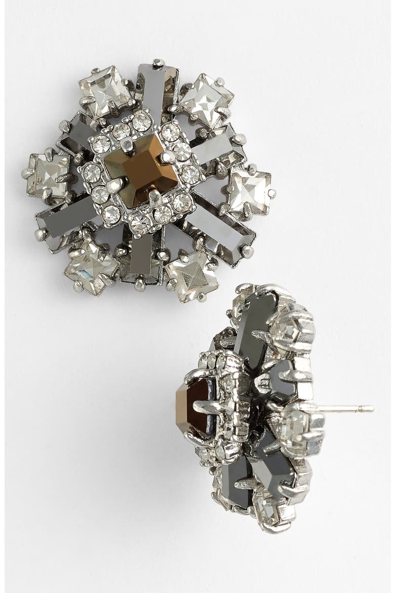'space age floral' cluster stud earrings, Main, color, HEMATITE MULTI