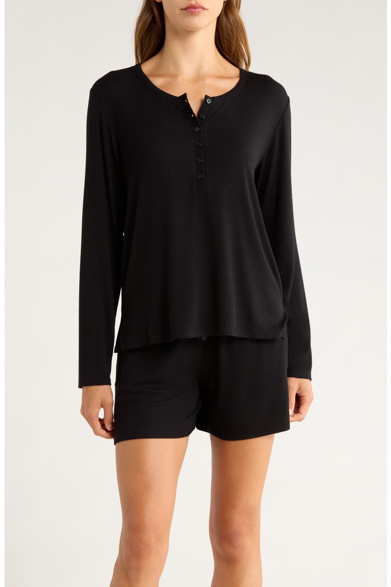 Moonlight Eco Rib Long Sleeve Shortie Pajamas, Main, color, BLACK