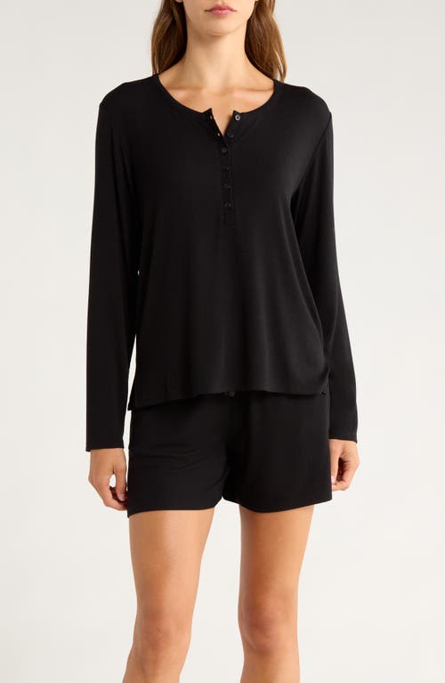 Nordstrom Moonlight Eco Rib Long Sleeve Shortie Pajamas In Black