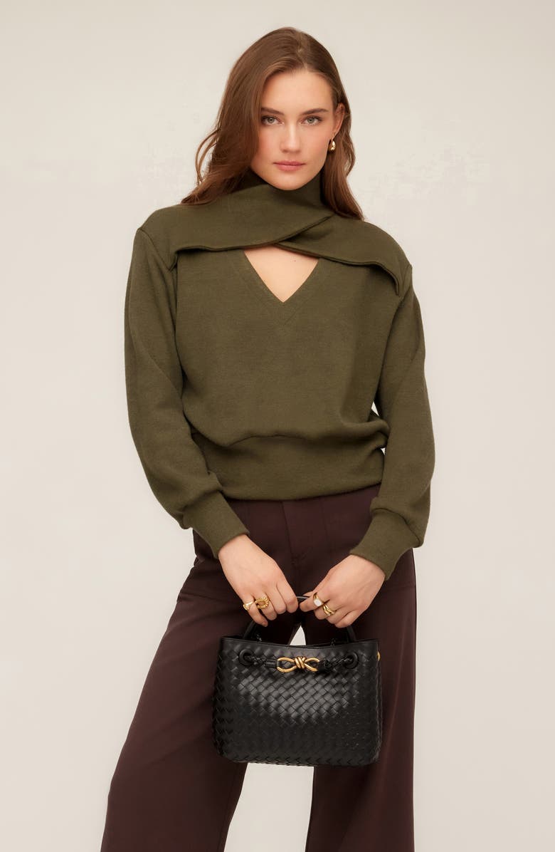 FIFTEEN TWENTY Caly Crossover Cutout Sweatshirt, Alternate, color, Olive