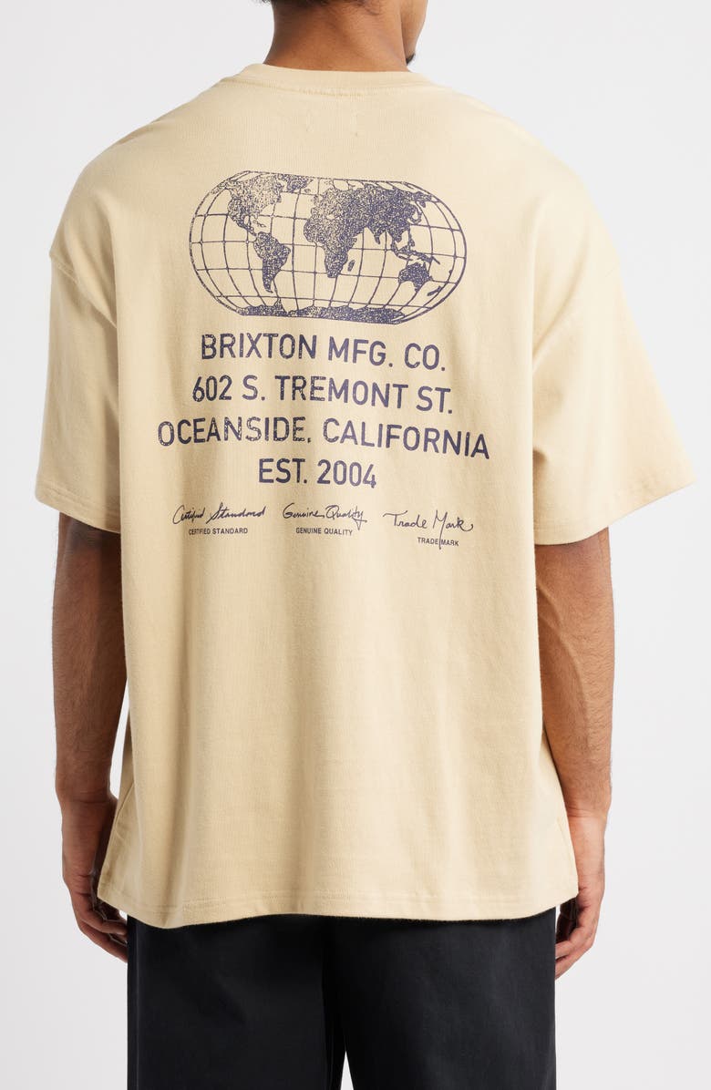 Brixton Union Relaxed Fit Heavyweight Cotton Graphic T-Shirt, Alternate, color, Cream Classic Wash