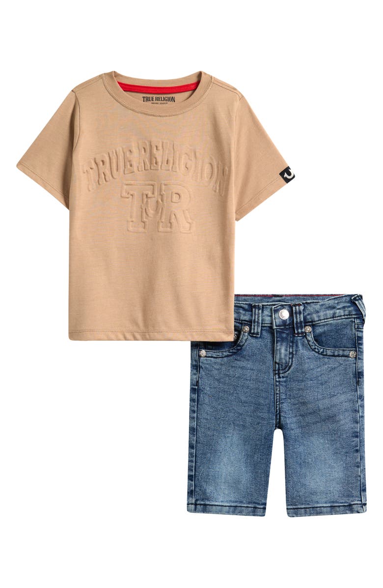 True Religion Kids' Embossed T-Shirt & Shorts Set, Main, color, 