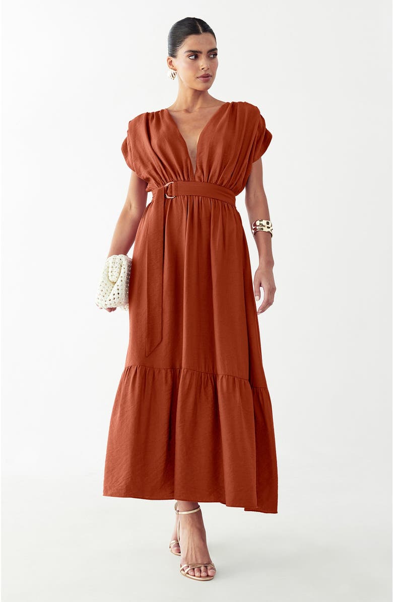ST MRLO Este Midi Dress, Alternate, color, Rust