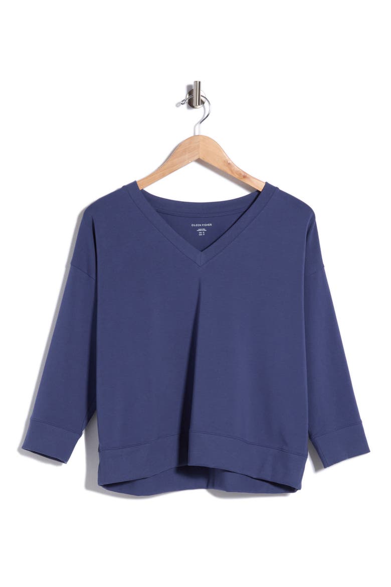 V-Neck Long Sleeve Organic Cotton Jersey Top, Alternate, color, BLUE VIOLET
