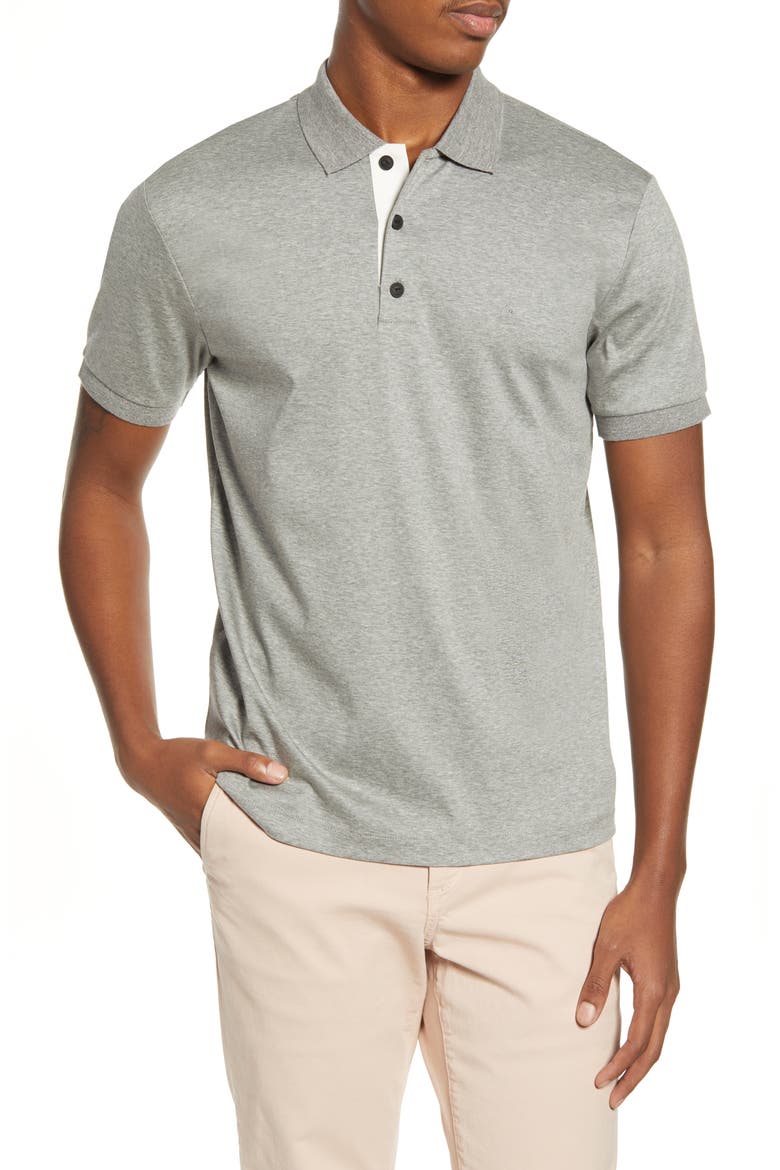 Interlock Slim Fit Heathered Polo Shirt, Main, color, GREY HEATHER
