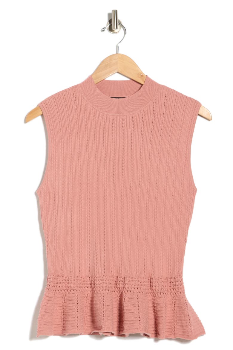 Pointelle Peplum Sweater Tank, Alternate, color, WILD PINK
