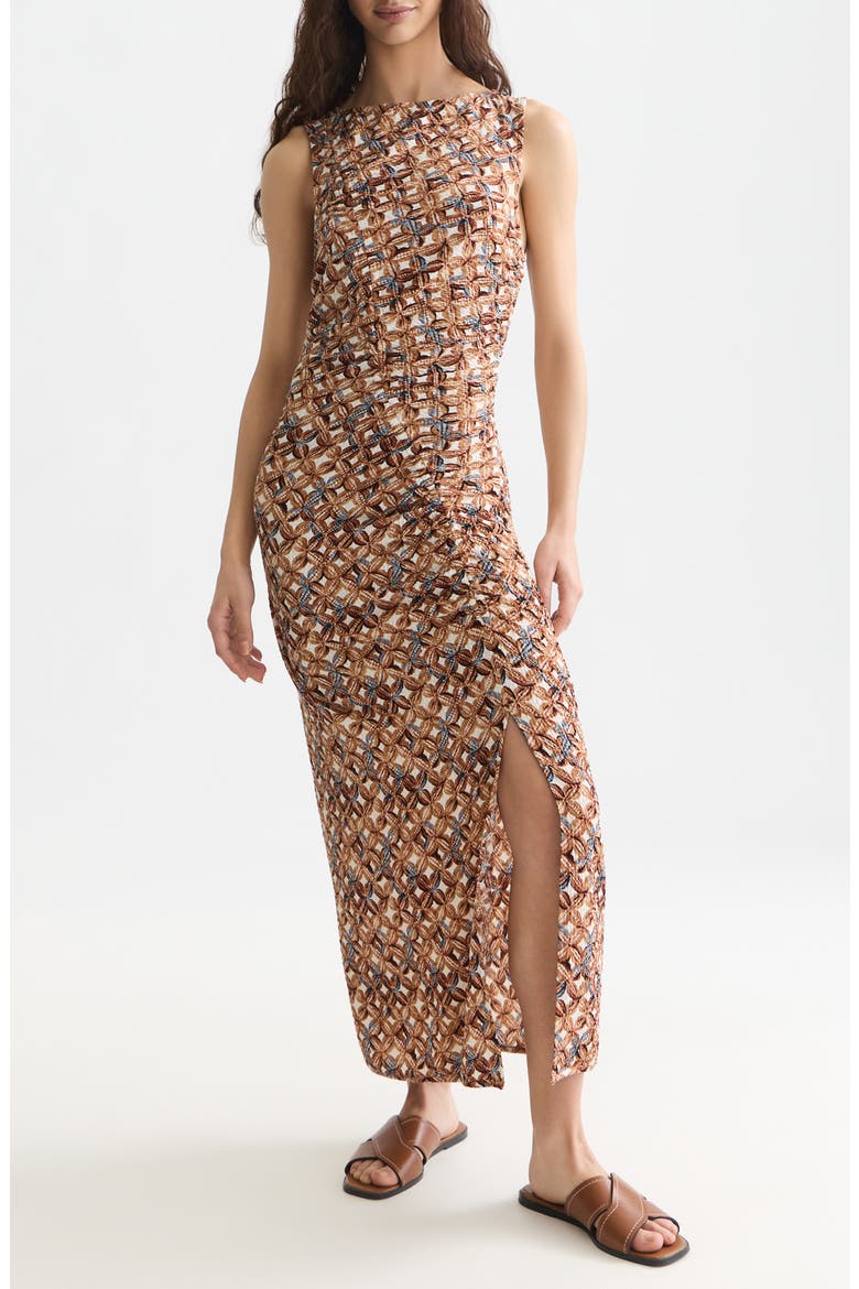 Print Texture Sleeveless Maxi Dress, Main, color, TILES FLOWER DOESKIN