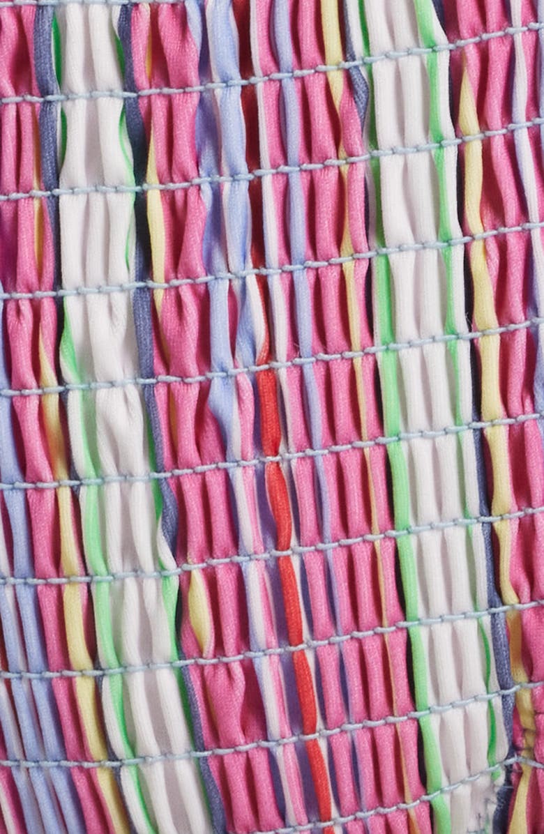 Damson Madder Stripe Smocked Bow Bikini Bottoms, Alternate, color, Pink