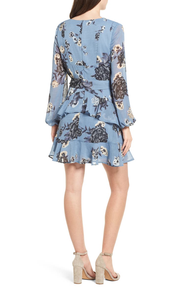 Tiered Wrap Dress, Alternate, color, BLUE PRINT