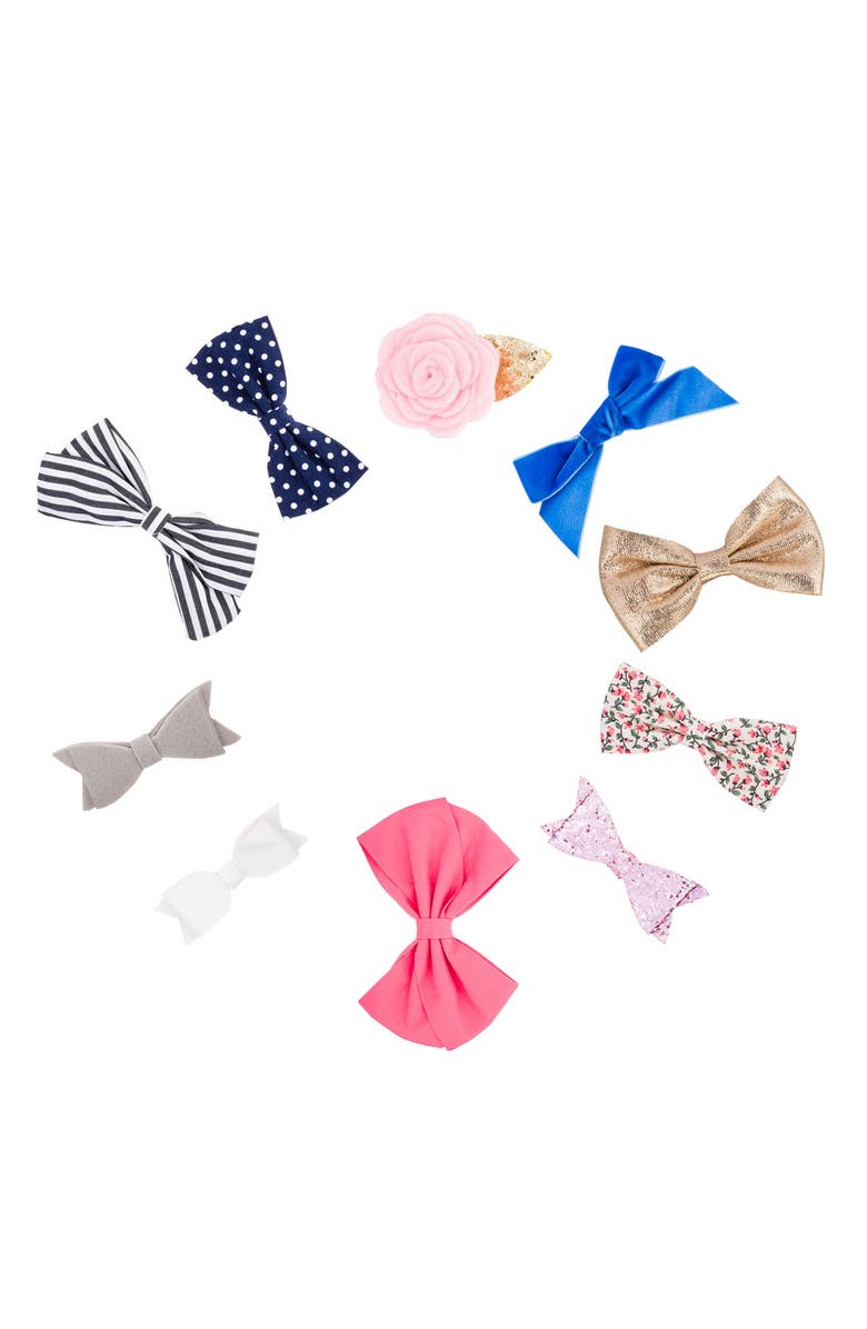 Parker Baby Co. Essentials Set - Bows Clips - 10 Pack, Main, color, Essentials Set