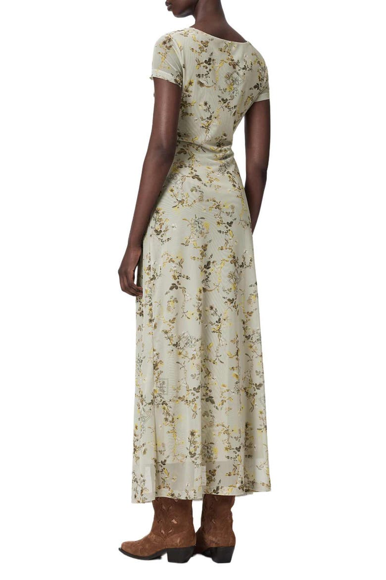 Gabby Floral Print Mesh Maxi Dress, Alternate, color, CARMEL STEM GREEN