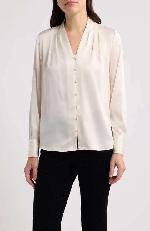 Pleated V-Neck Top