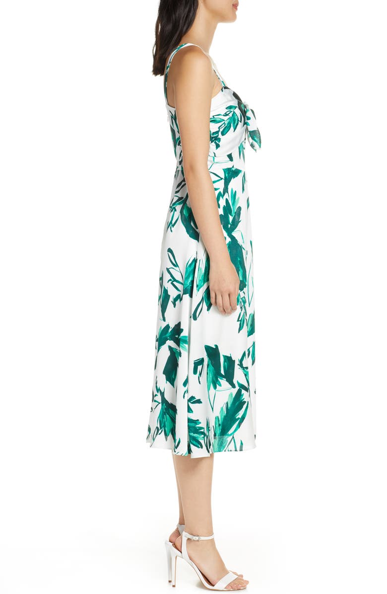 Julia Jordan Print Bow Front Hammered Satin Midi Dress, Alternate, color,