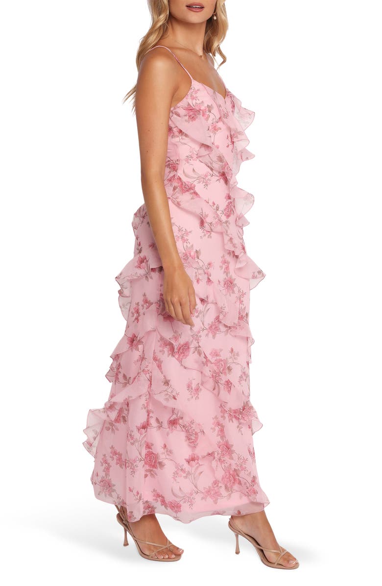 Petal & Pup Ciao Floral Ruffle Chiffon Gown, Alternate, color, Pink Floral