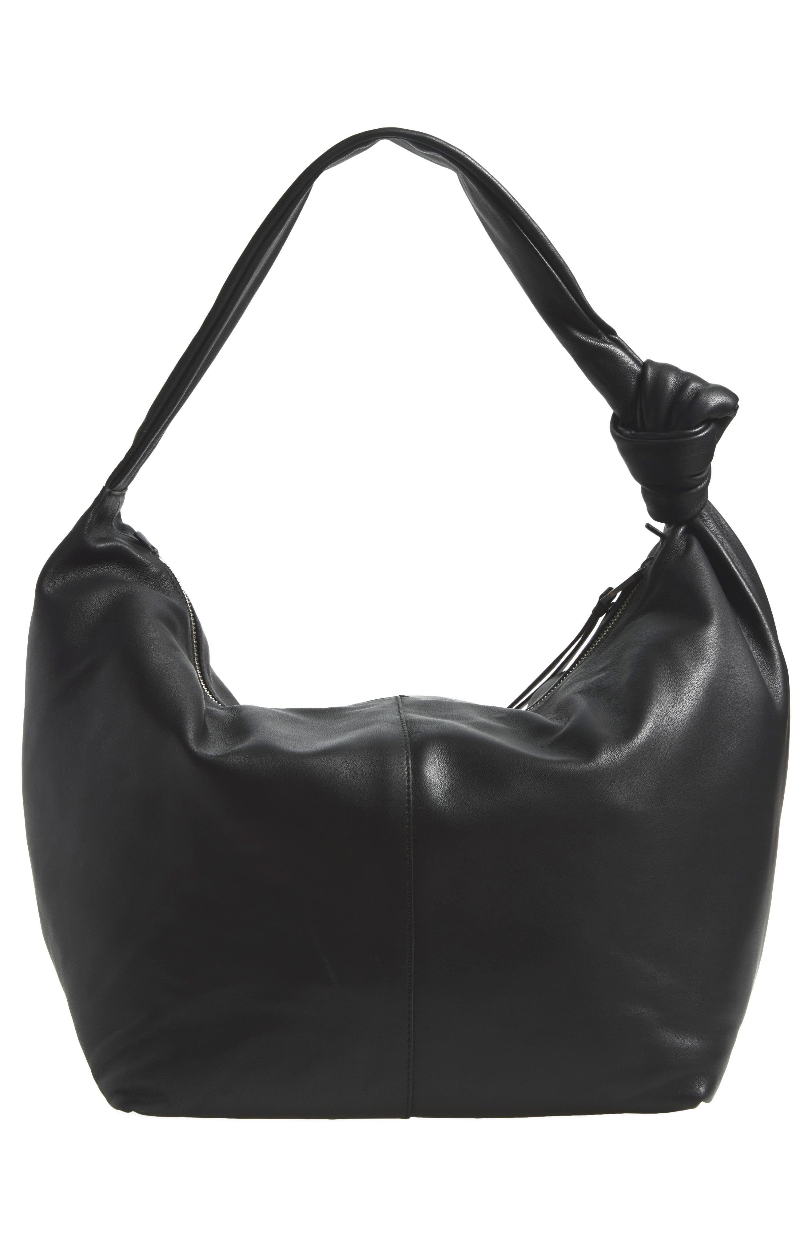 Effie Large Leather Shoulder Bag, Alternate, color, BLACK