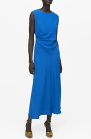 MANGO Ruched Sleeveless Midi Dress