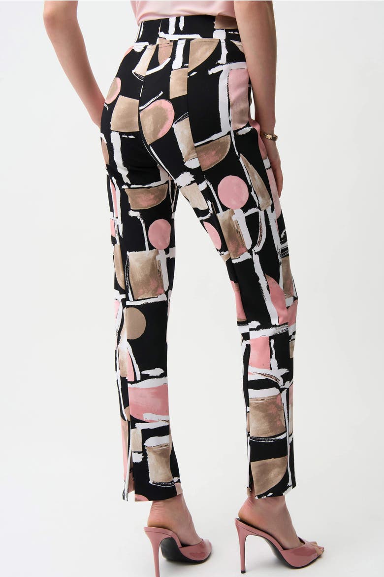 Silky Knit Abstract Print Straight Pull-On Pants, Alternate, color, Black/Multi