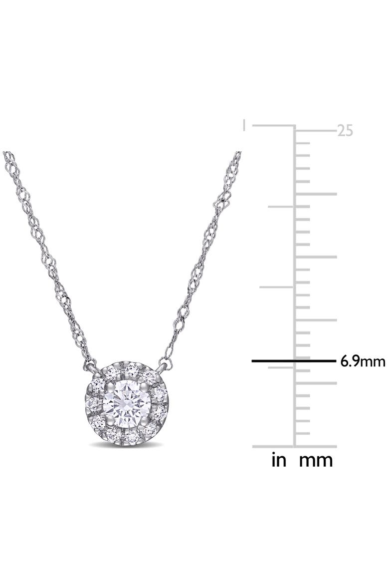 Lab-Grown Diamond Halo Necklace 14k, Alternate, color, White Gold