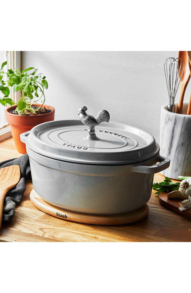 Staub 5.75-Quart Oval Coq Au Vin Enameled Cast Iron Dutch Oven, Alternate, color, White Truffle
