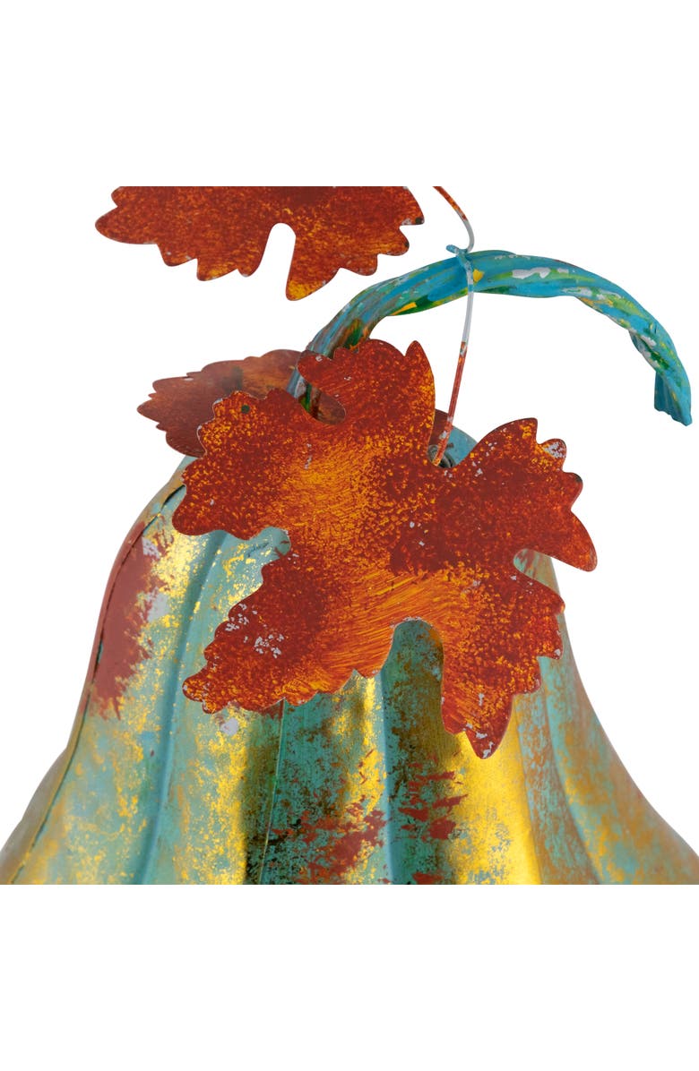 Northlight Gourd Metal Fall Harvest Decoration - 14" - Gold and Orange, Alternate, color, Gold
