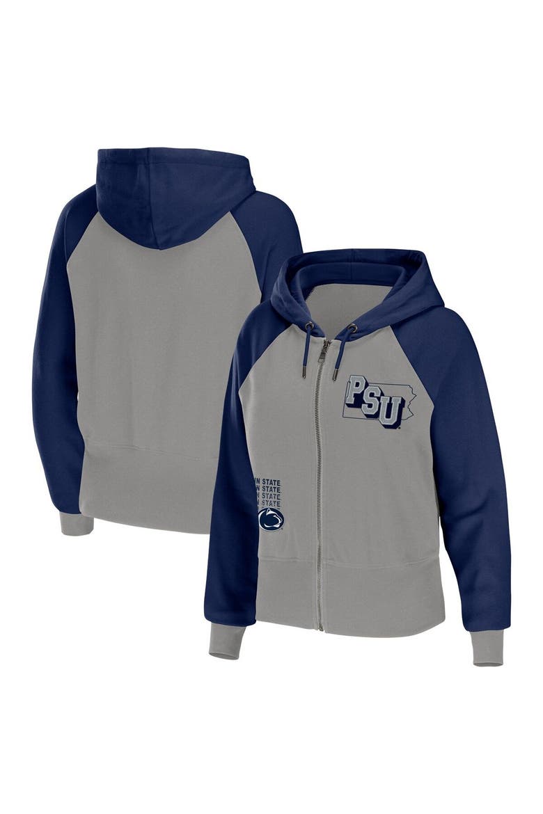 Women's WEAR by Erin Andrews Gray Penn State Nittany Lions Raglan Full-Zip Hoodie, Main, color, Gray