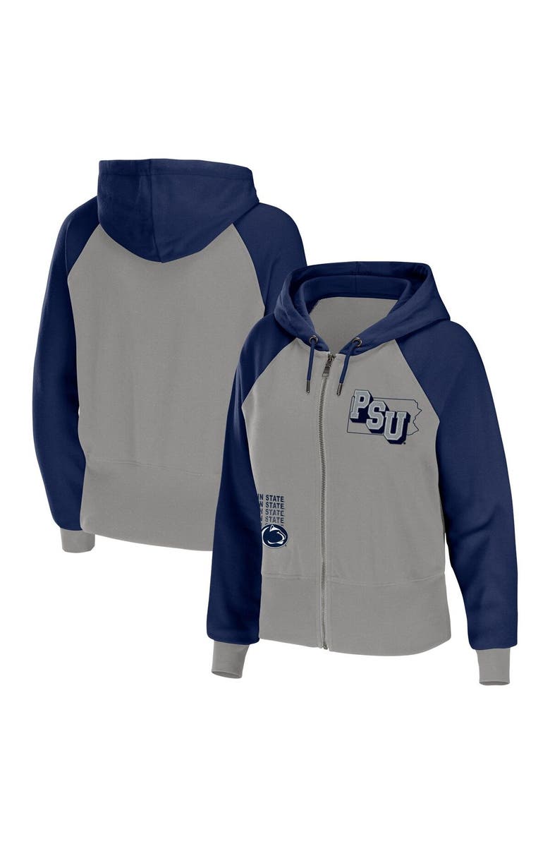 WEAR by Erin Andrews Women's WEAR by Erin Andrews Gray Penn State Nittany Lions Raglan Full-Zip Hoodie, Main, color, Gray