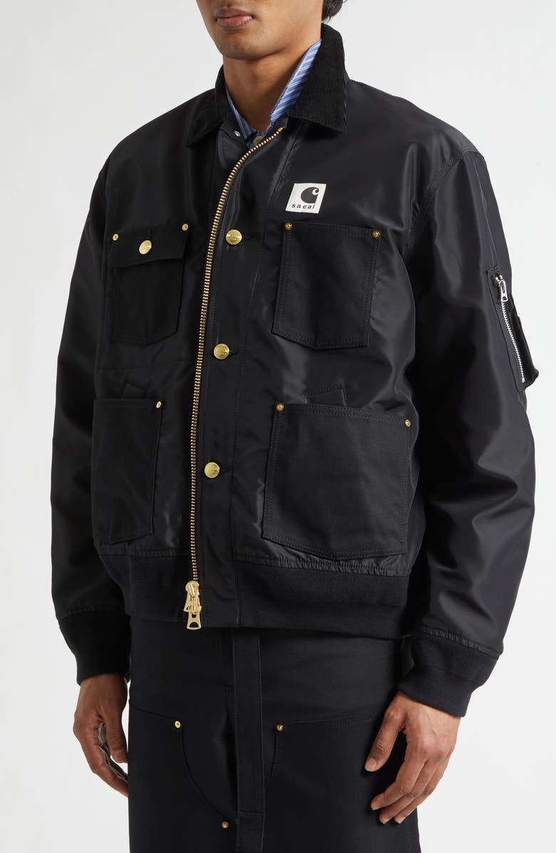 Sacai Carhartt WIP Nylon Twill & Duck Canvas Blouson Jacket, Alternate, color, Black