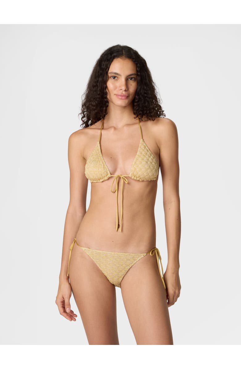 Missoni Triangle Bikini In Lamé Viscose With Raschel Workmanship, Alternate, color, Gold