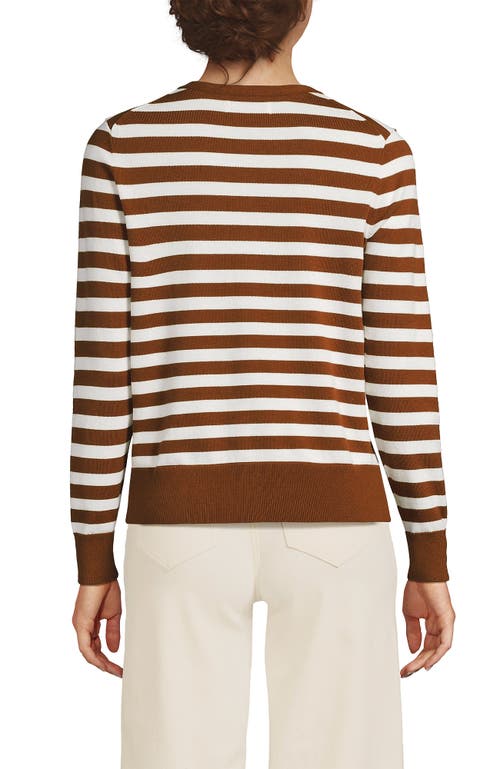 Lands' End Fine Gauge Cotton Cardigan Sweater In Brown