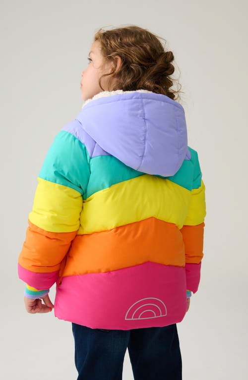 LITTLE BIRD LITTLE BIRD KIDS' RAINBOW COLORBLOCK QUILTED HOODED JACKET