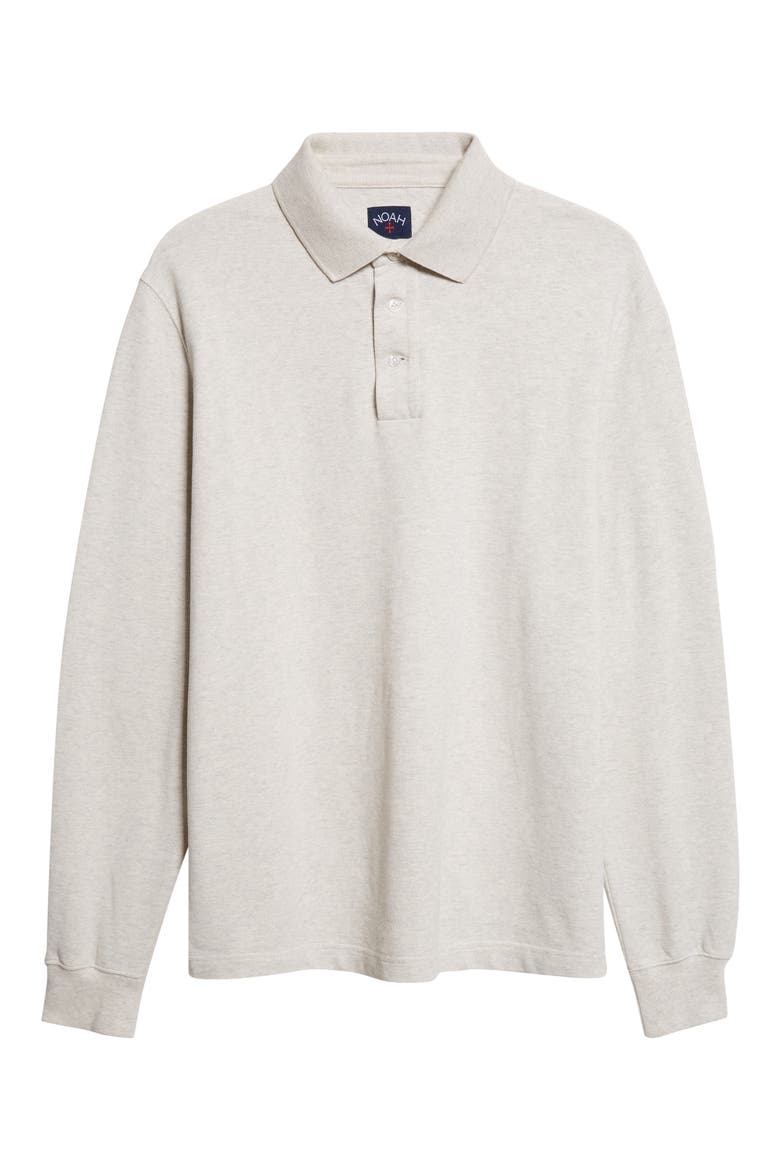 Long Sleeve Cotton Piqué Polo, Alternate, color, LIGHT HEATHER